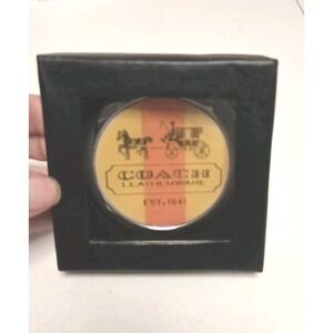 Coach Leatherware Compact Mirror Double-Sided Travel Makeup Mirror with Box